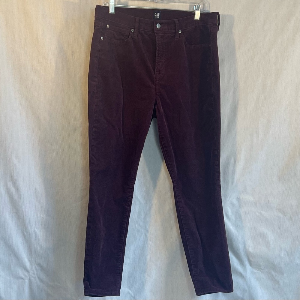 Gap Purple Corduroy Jeans High Rise Raised Wale Texture True Slim EUC 14/32 P👍
